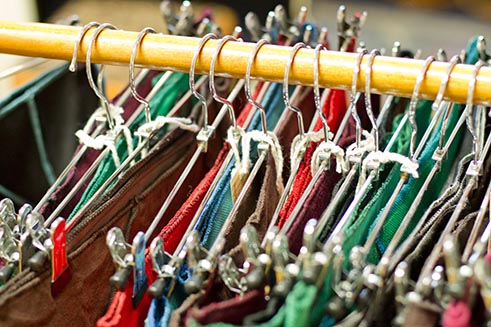 A rack of artisan-made garments in the Forge Studio and Art Gallery, Allendale.