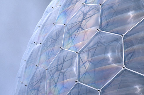 An abstract image of a Biodome at the Eden Project in Cornwall, UK.