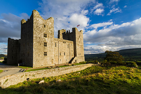 An architectural image of 14th century Bolton Castle, in Wensleydale, North Yorkshire, UK.