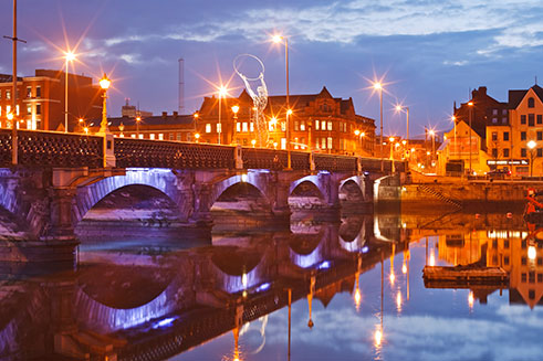 A sparkling image of the Laganside area of Belfast, at dusk, featured in Beautiful Britain magazine. 